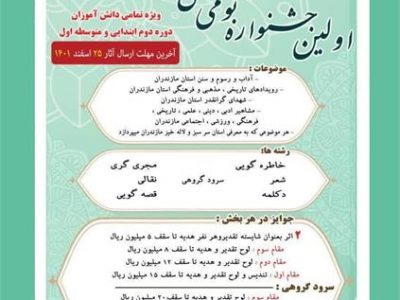 برگزاری اولین جشنواره محلی “نوجوان مازنی”